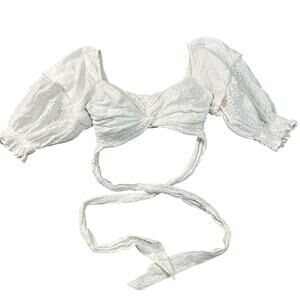 MARISSA WEBB Women's White Eyelet Crop Top Size 2